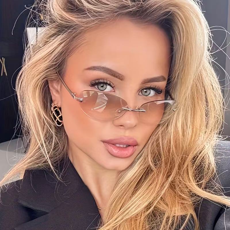 Women'S Fashion Eyeglass Frames - Овальные солнцезащитные очки без оправы для
