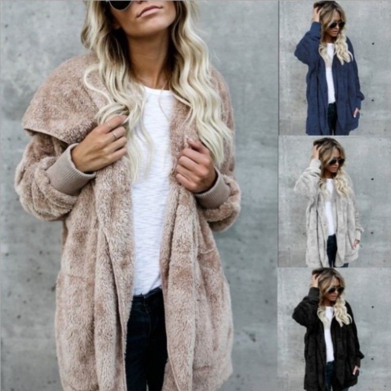 Sherpa Coat Women - Теплая плюшевая шуба из искусственного меха,