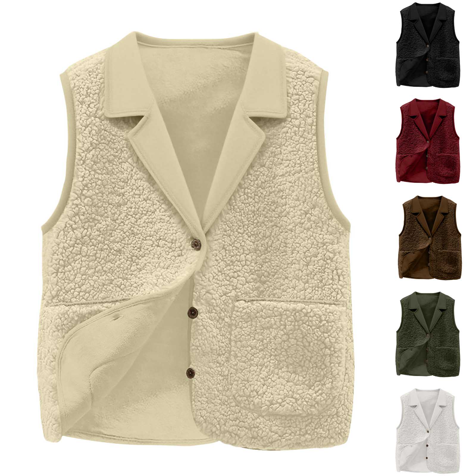 Sherpa Coat Women - Женский флисовый жилет из шерпа, воротник